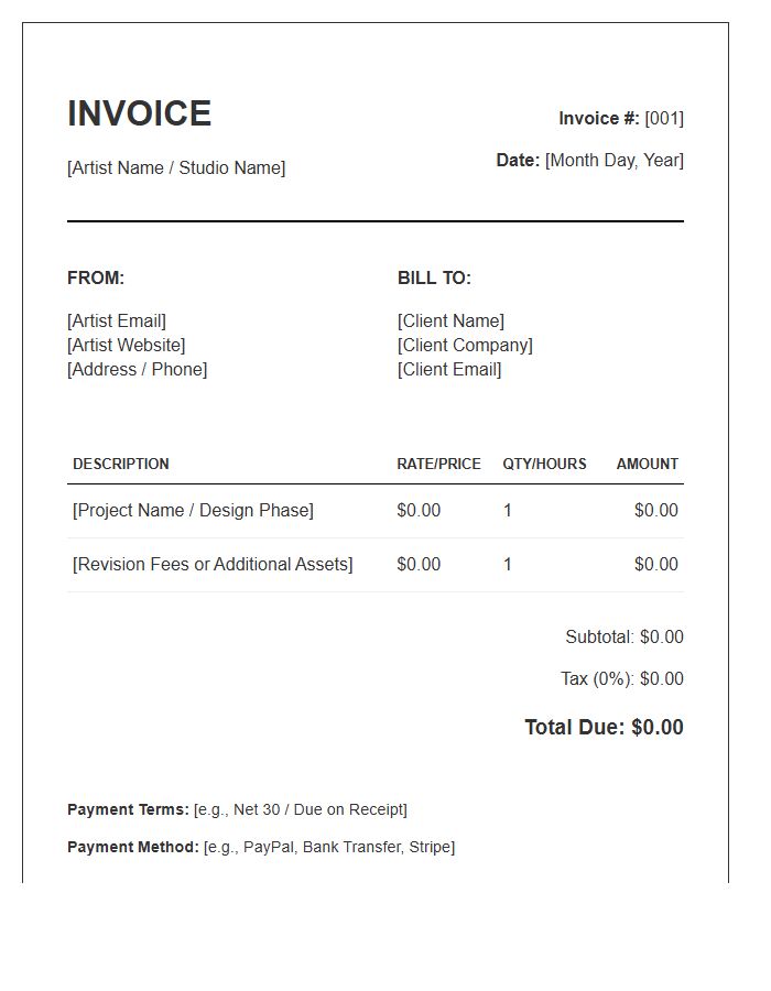 Independent Artist Design Invoice Template