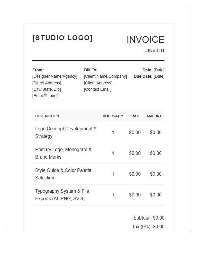 Logo Design Professional Invoice Template
