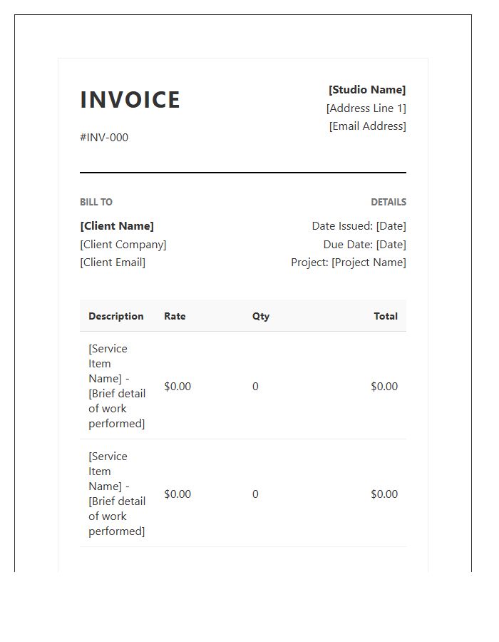 Professional Web Design Invoice Template