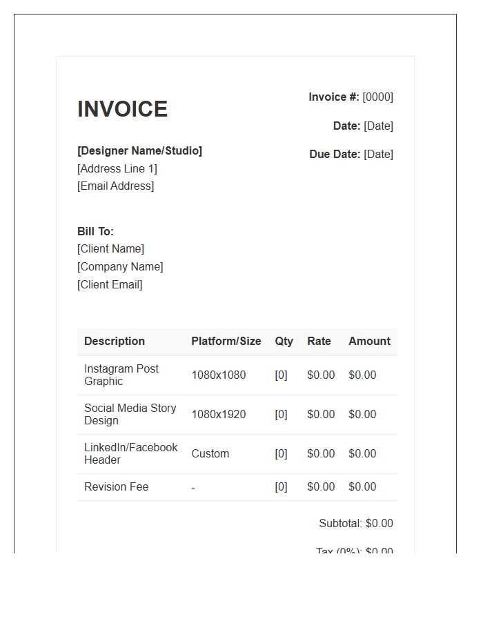 Social Media Graphic Invoice Template