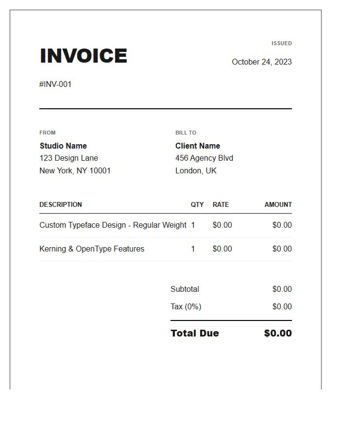 Typography Design Invoice Template