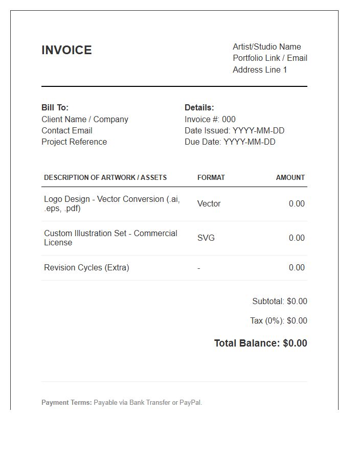 Vector Artwork Invoice Template