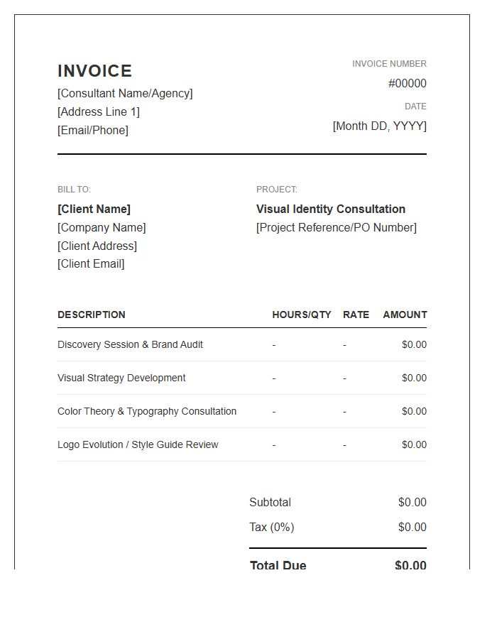 Visual Identity Consultation Invoice Template