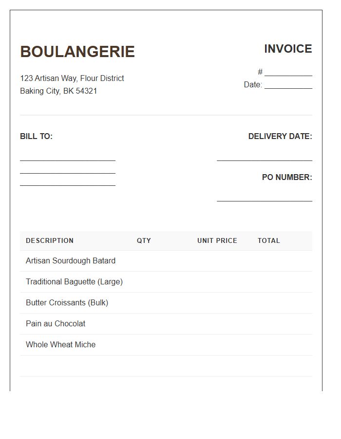 Boulangerie Wholesale Invoice Template