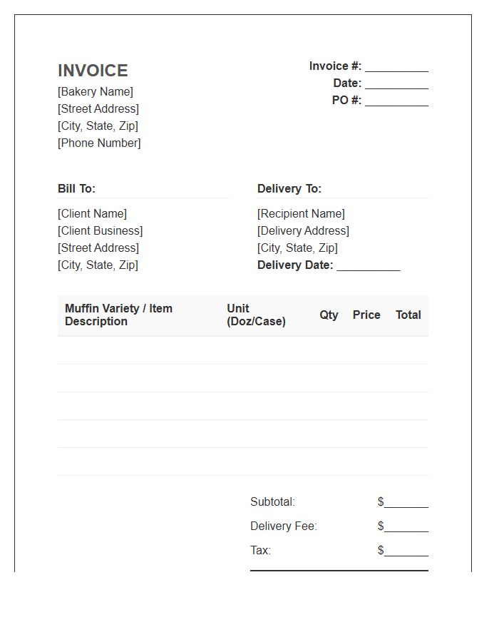 Wholesale Muffin Bakery Invoice Template