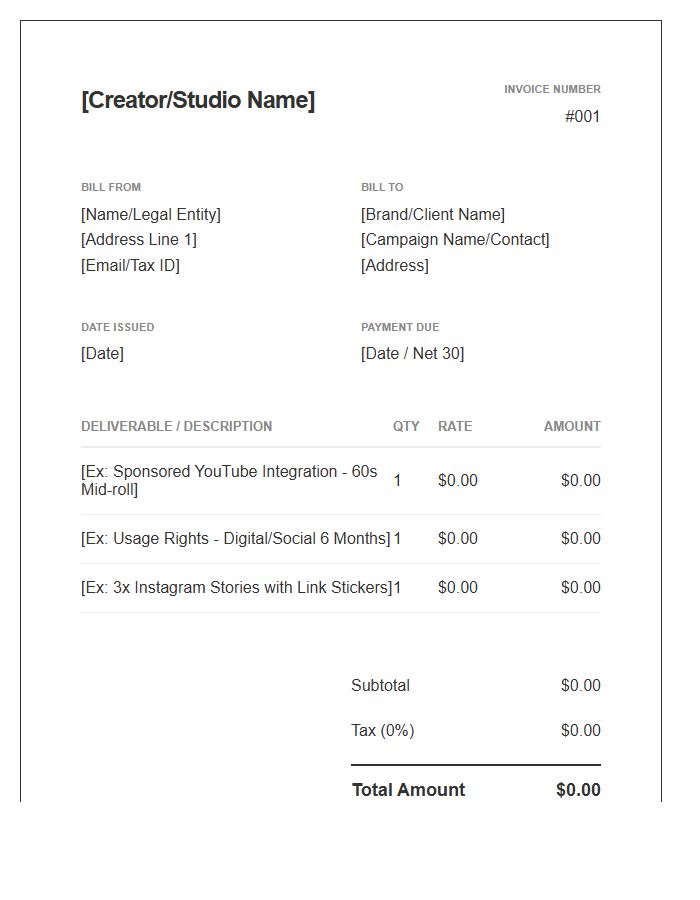 Creator Economy Business Invoice Template