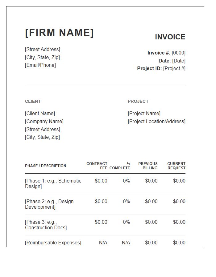 Architecture Firm Fixed Fee Invoice Template