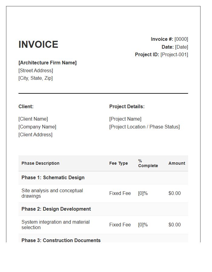 Phased Architecture Project Invoice Template
