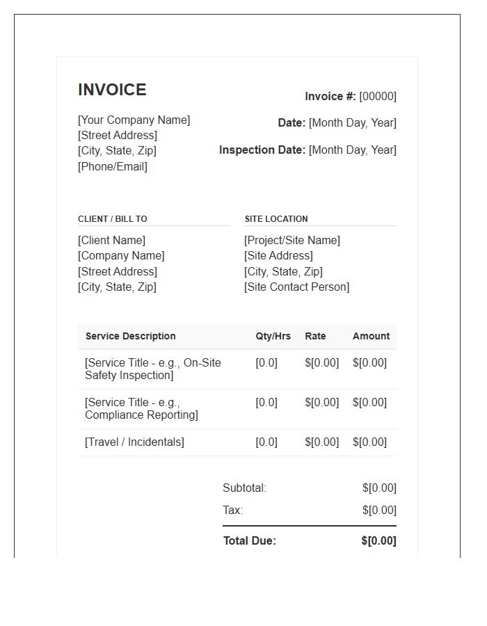 Site Inspection Service Invoice Template