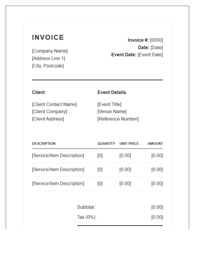 Exclusive Corporate Event Invoice Template