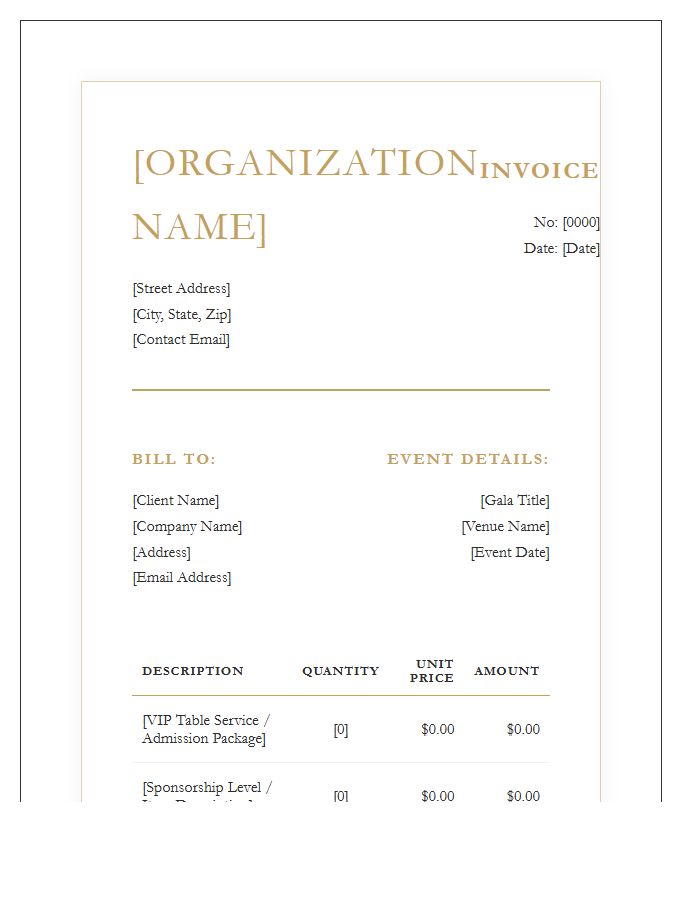Professional Luxury Gala Invoice Template