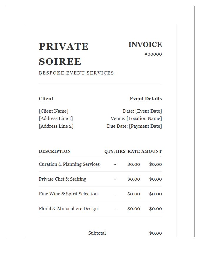 Refined Private Soiree Invoice Template