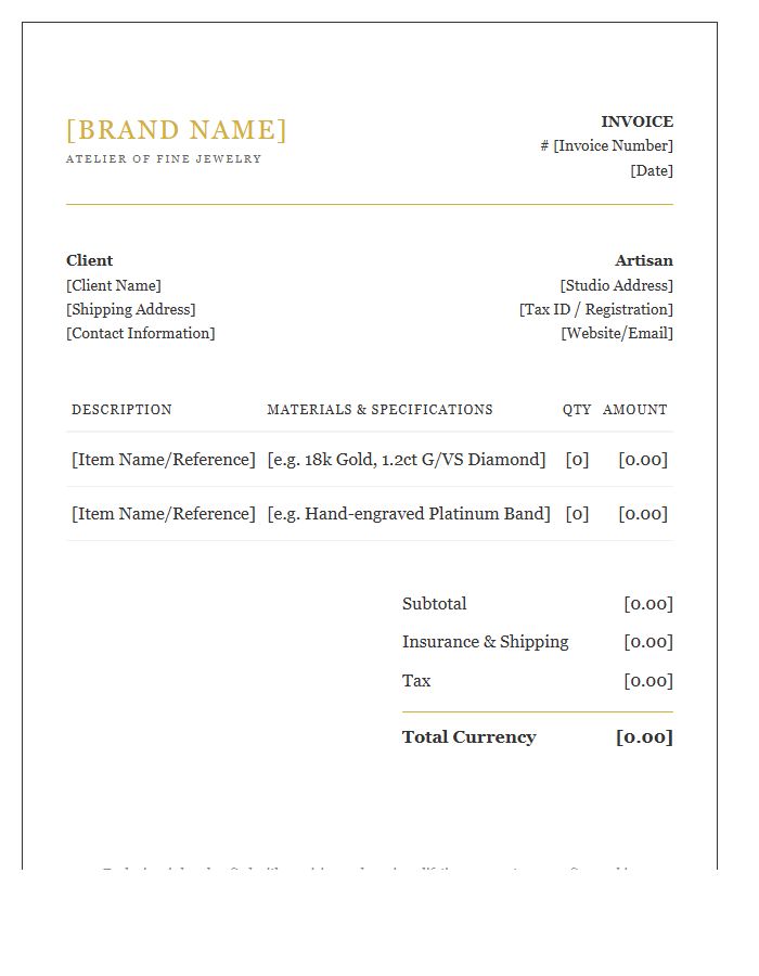 Luxury Handcrafted Jewelry Invoice Template
