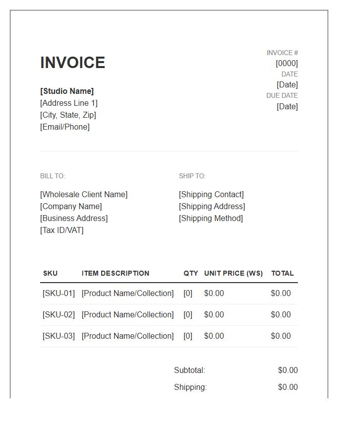 Wholesale Handcrafted Jewelry Invoice Template