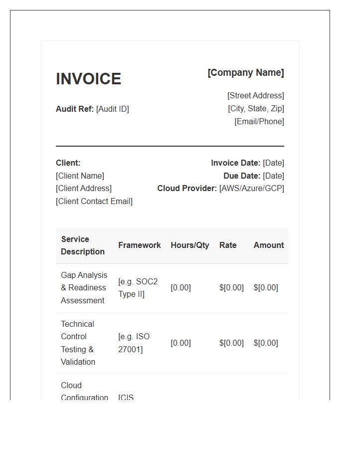 Cloud Compliance Audit Invoice Template