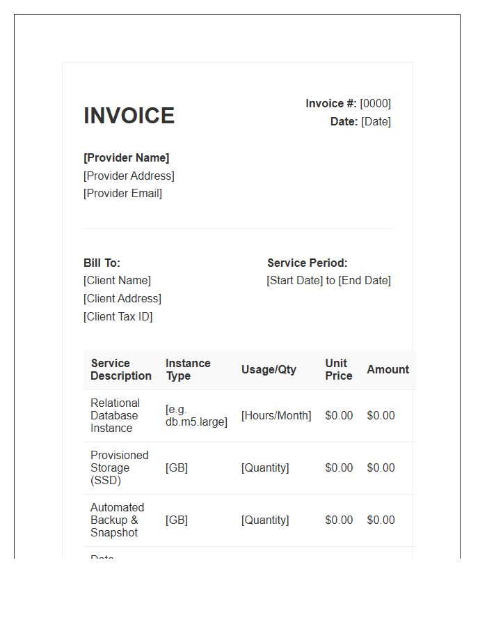 Managed Database Service Invoice Template