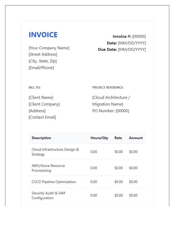 Professional Cloud Consulting Invoice Template