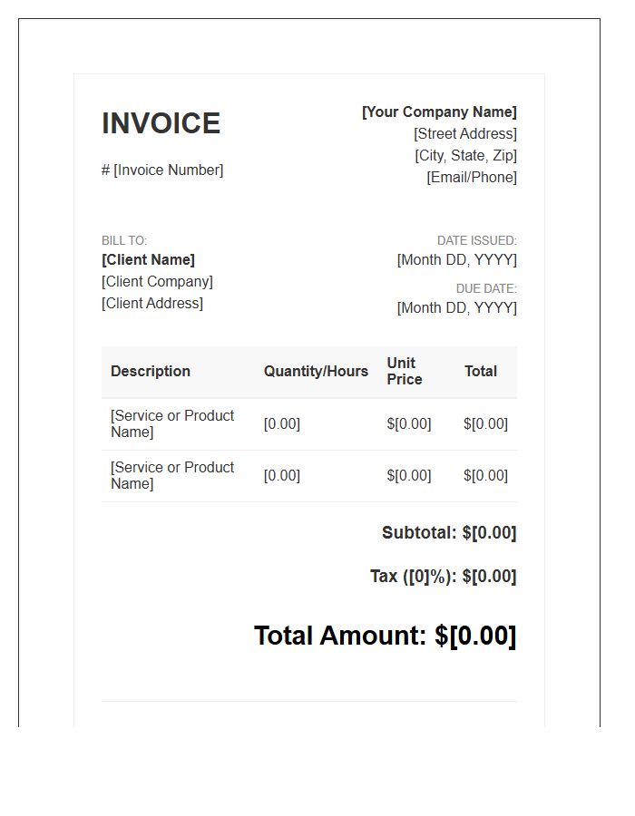 Business Communication Writing Invoice Template
