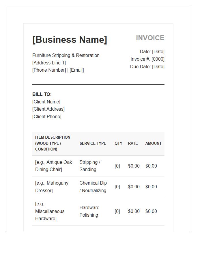 Professional Furniture Stripping Invoice Template