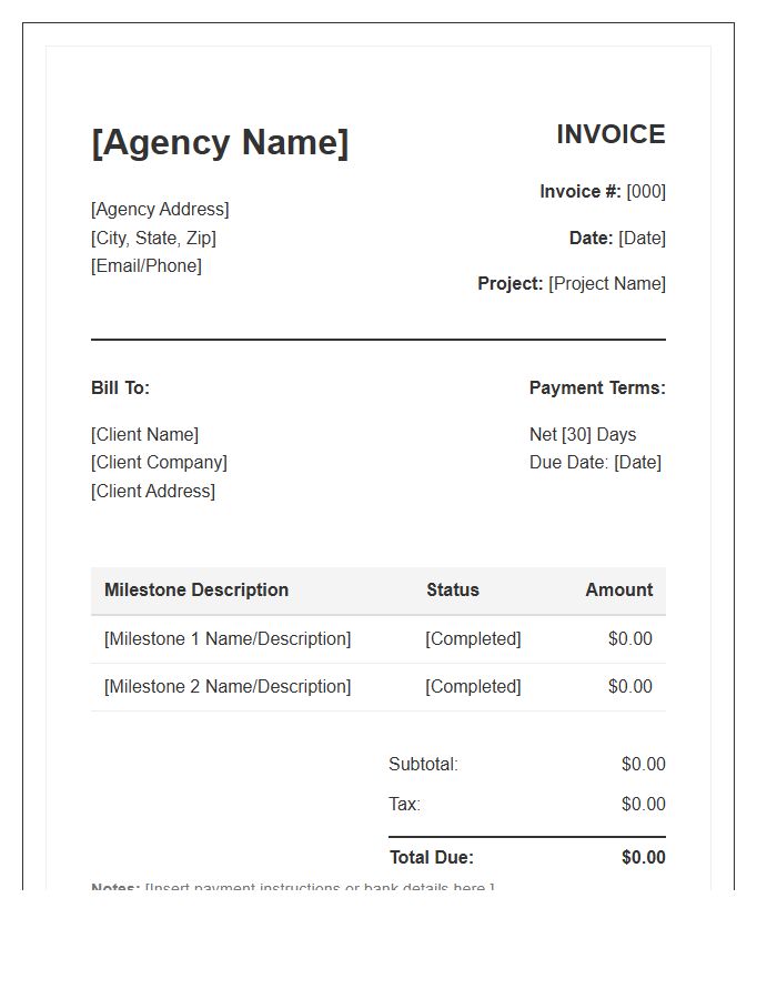 Agency Milestone Invoice Template