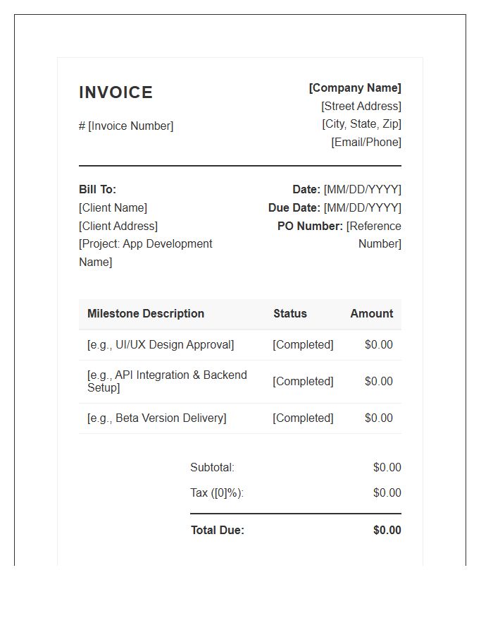 Corporate App Development Milestone Invoice Template