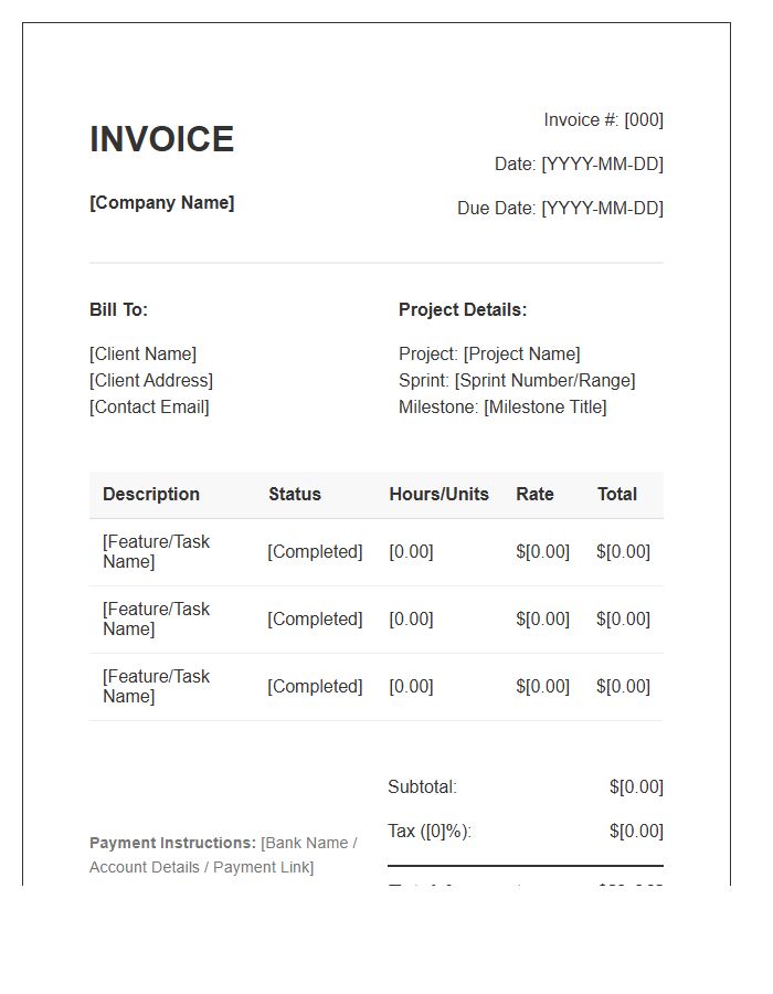 Development Sprint Milestone Invoice Template