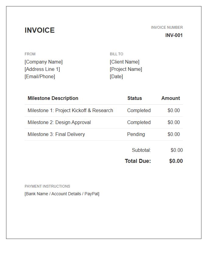 Fixed Price Milestone Invoice Template