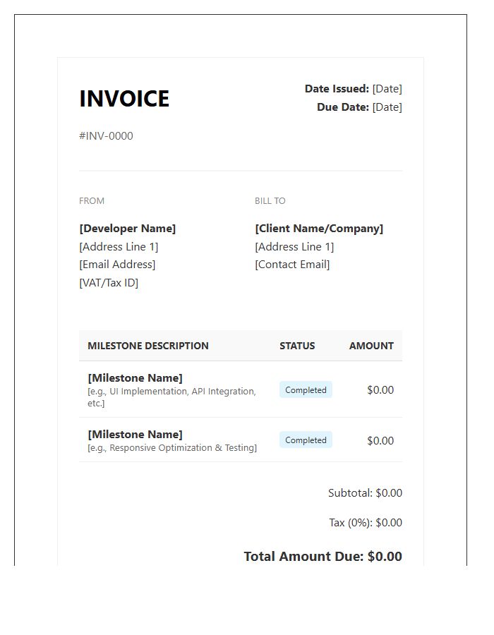 Frontend Development Milestone Invoice Template