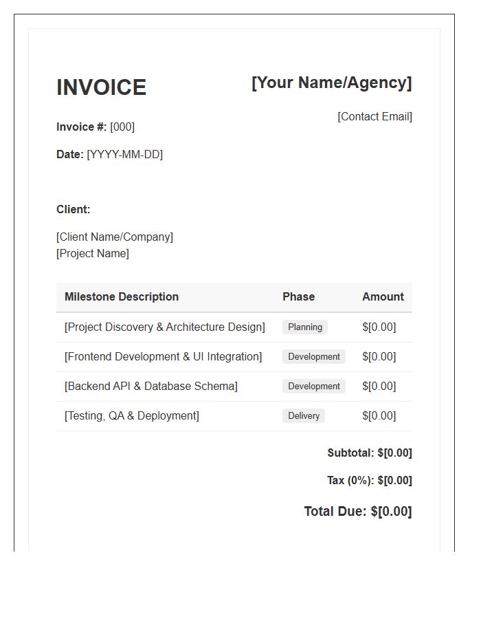 Full Stack Development Milestone Invoice Template