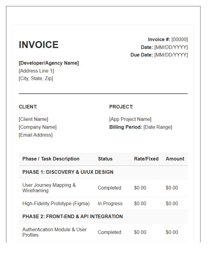 Phase Based App Development Invoice Template