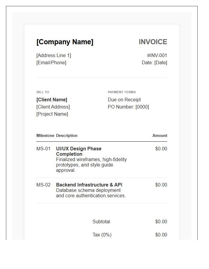 Professional Web App Milestone Invoice Template