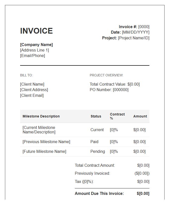 Progressive Billing Milestone Invoice Template