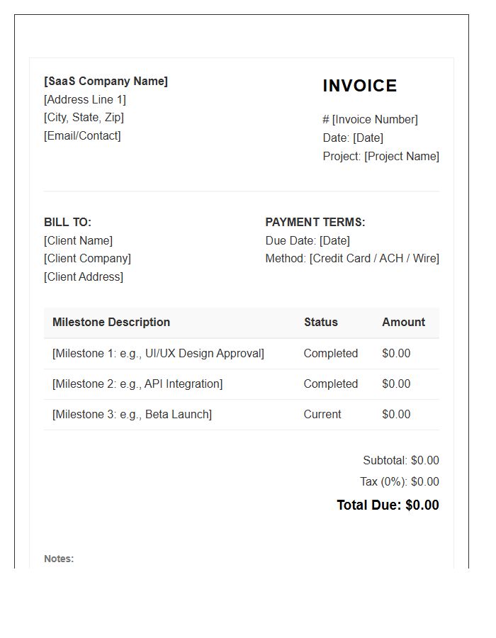 SaaS Project Milestone Invoice Template