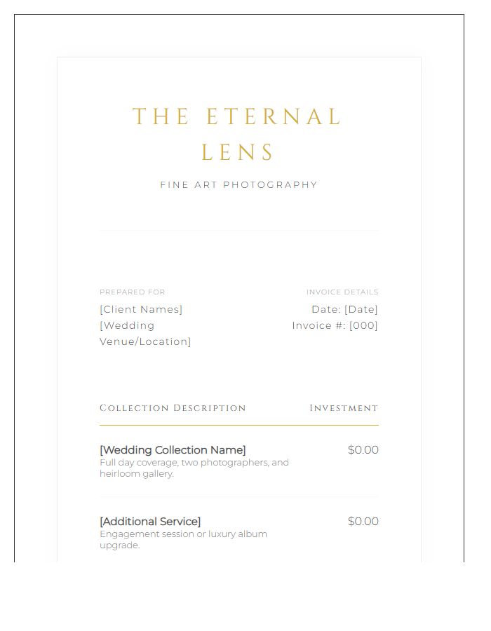 Ethereal Wedding Photography Invoice Template