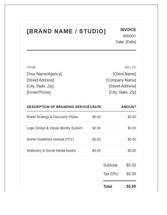 Branding Services Invoice Template