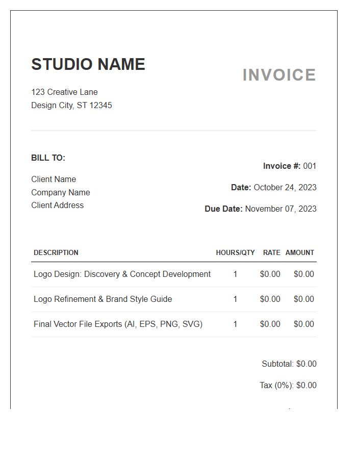 Logo Design Service Invoice Template