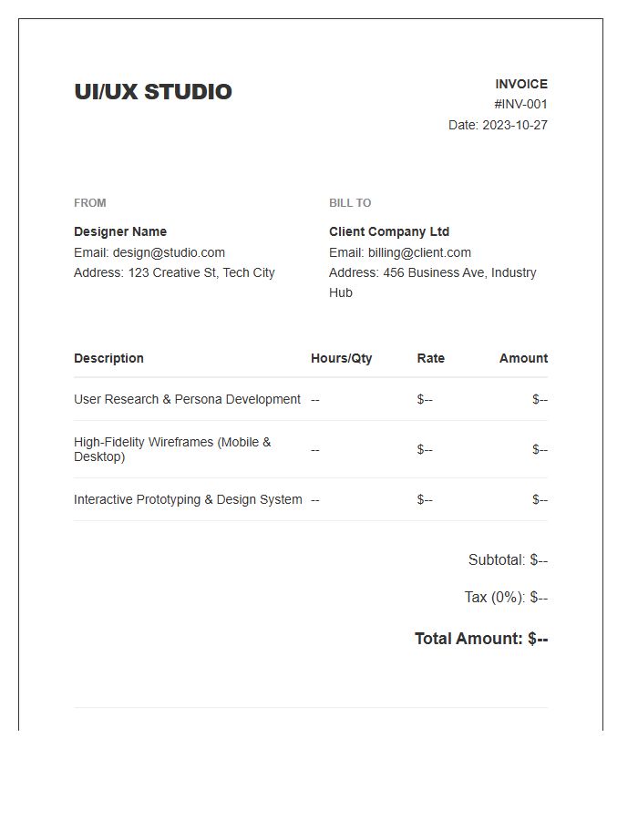 UI UX Design Service Invoice Template