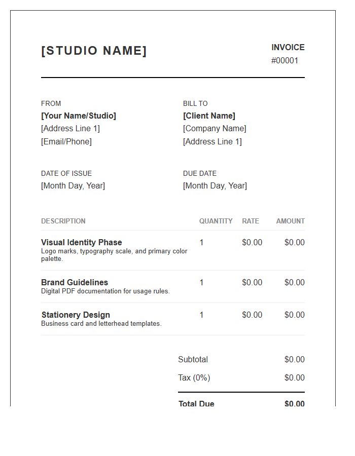 Visual Identity Design Invoice Template