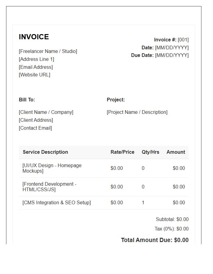 Web Design Freelancer Invoice Template