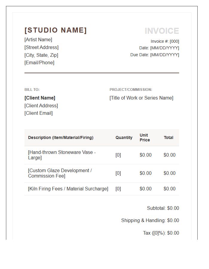 Clay Artist Professional Invoice Template