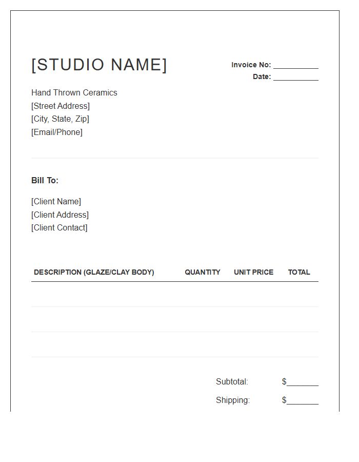 Hand Thrown Ceramic Invoice Template