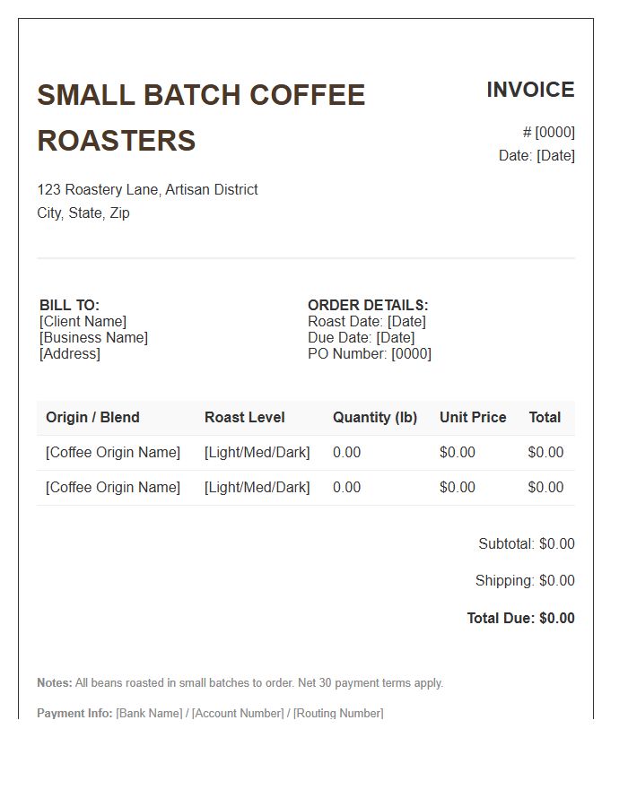 Small Batch Coffee Invoice Template