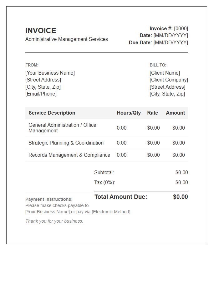 Administrative Management Services Invoice Template