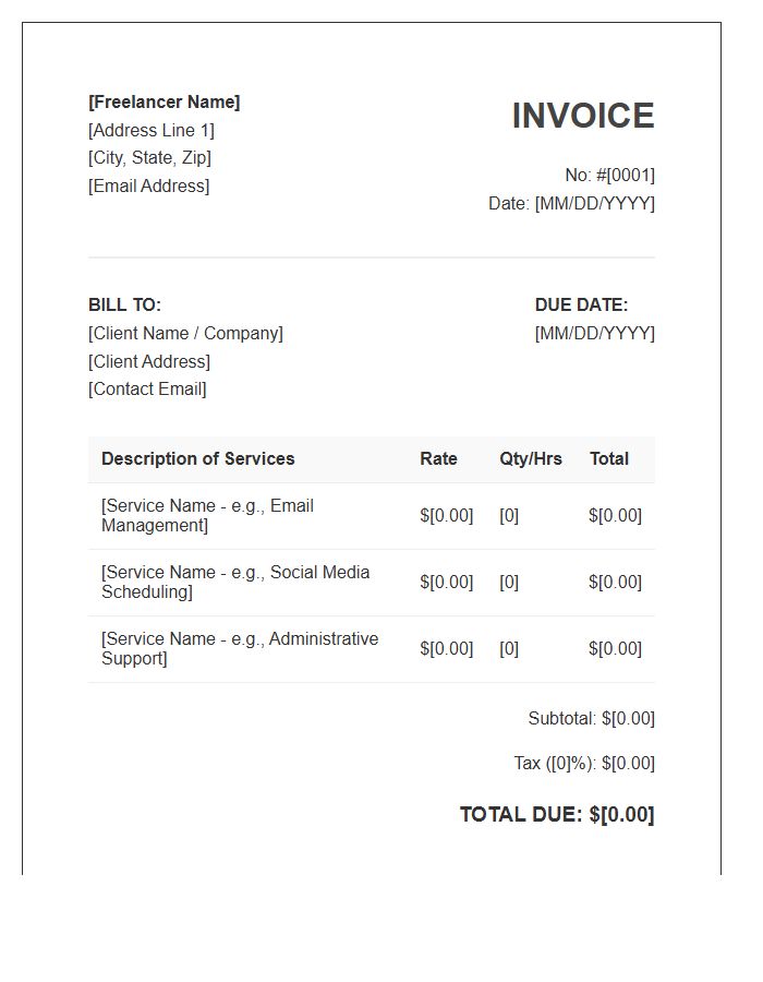 Freelance Virtual Assistant Invoice Template