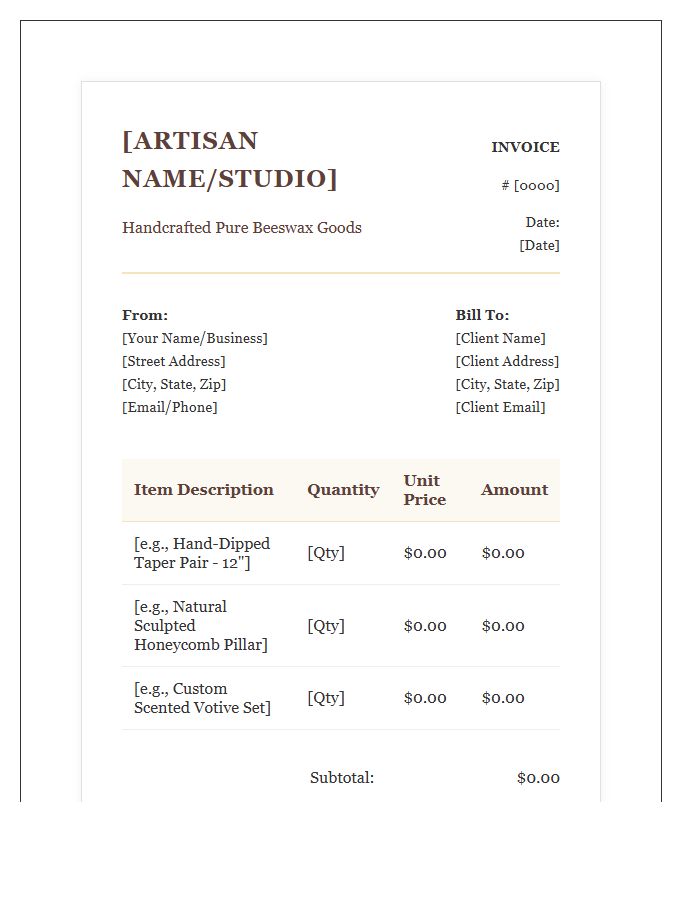 Beeswax Candle Artisan Professional Invoice Template