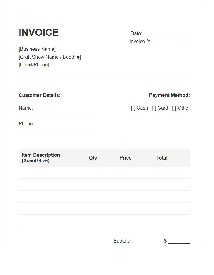 Craft Show Candle Seller Invoice Template