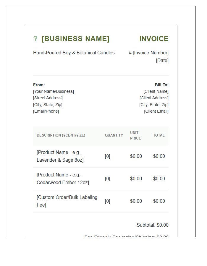 Eco Friendly Candle Maker Invoice Template