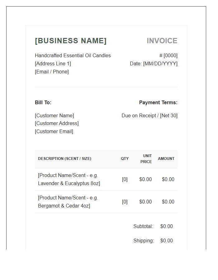 Essential Oil Candle Maker Invoice Template