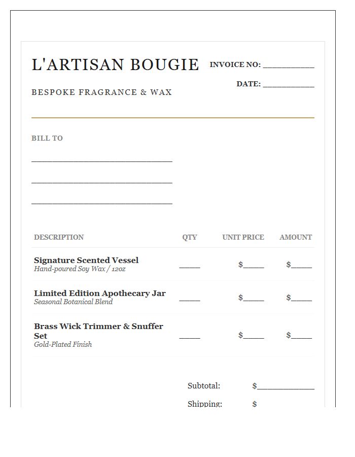 Luxury Artisanal Candle Sales Invoice Template