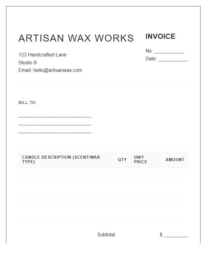 Natural Wax Candle Artisan Invoice Template